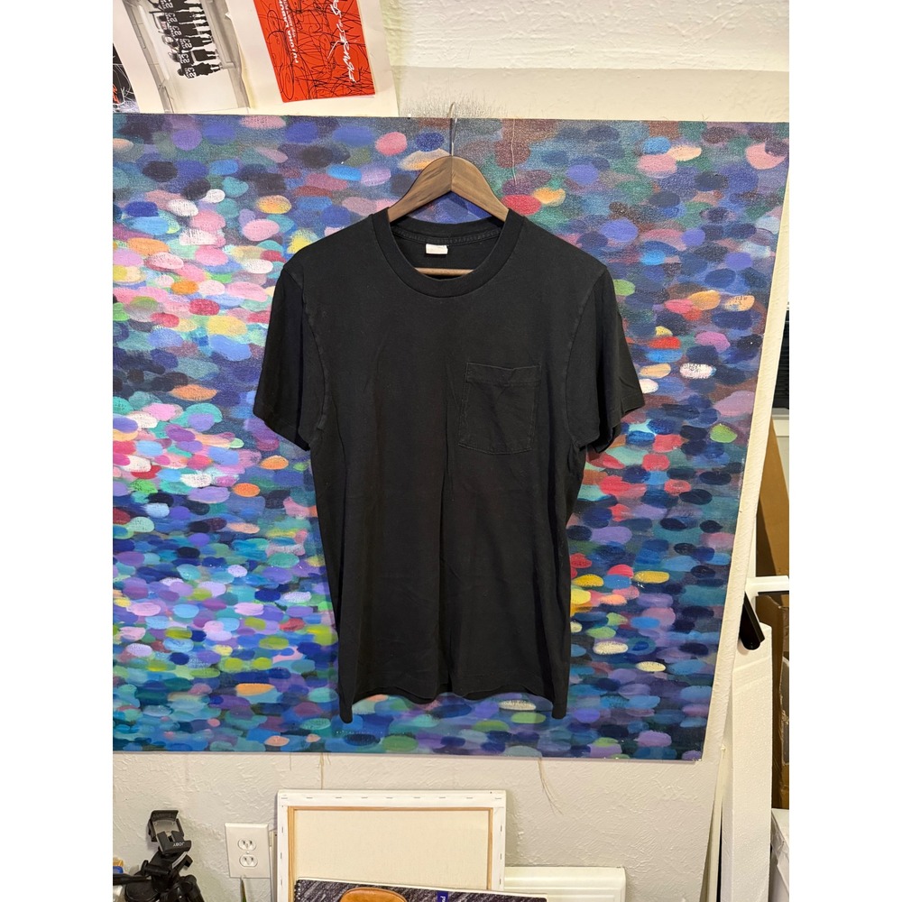 Vintage Fruit of the Loom Single Stitch Pocket T-Shirt Black Mens Large L 90s